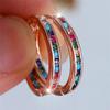 Cute Female Rainbow Zircon Stone Round Hoop Earrings Fashion Silver Color Wedding Jewelry For Women