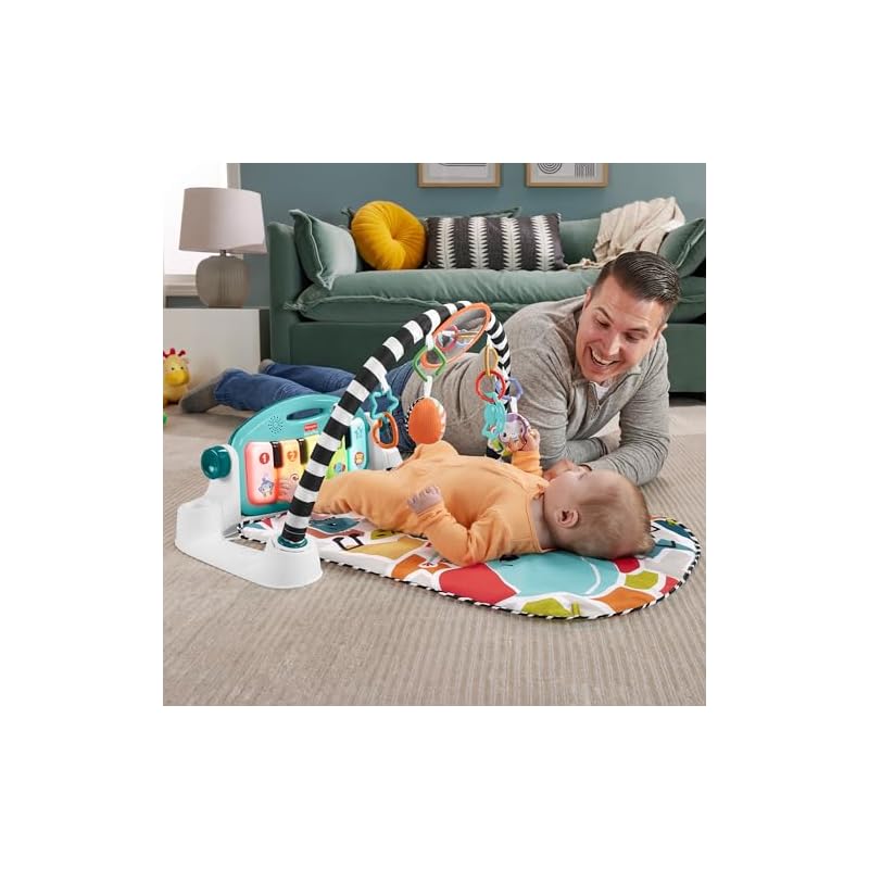 Fisher-Price Kick Your Feet! 4-Way Bilingual Piano Gym - Baby & Toddler Toy, Indoor Play Equipment, Baby Gym, Play Mat, English & Foreign Languages,
