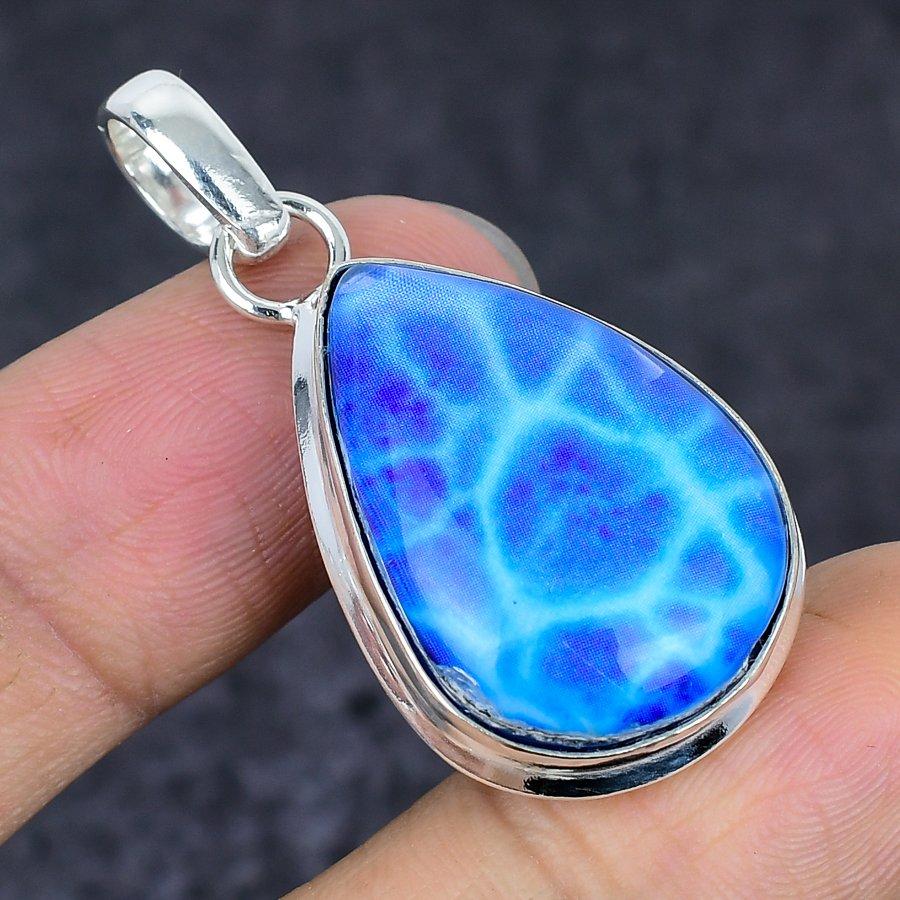 Ammolite Gemstone 925 Sterling Silver Jewelry Pendant 1.77"