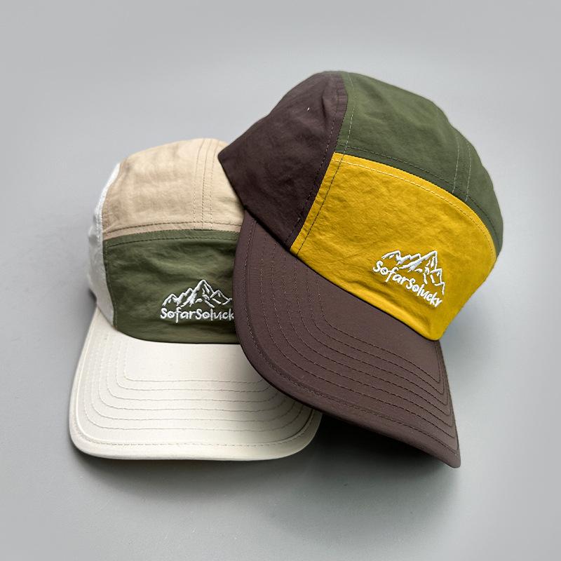 Retro Embroidery Light Board Contrasting Color Baseball Cap For Men And Women Outdoor Sports Quick-Drying Couple Sunshade