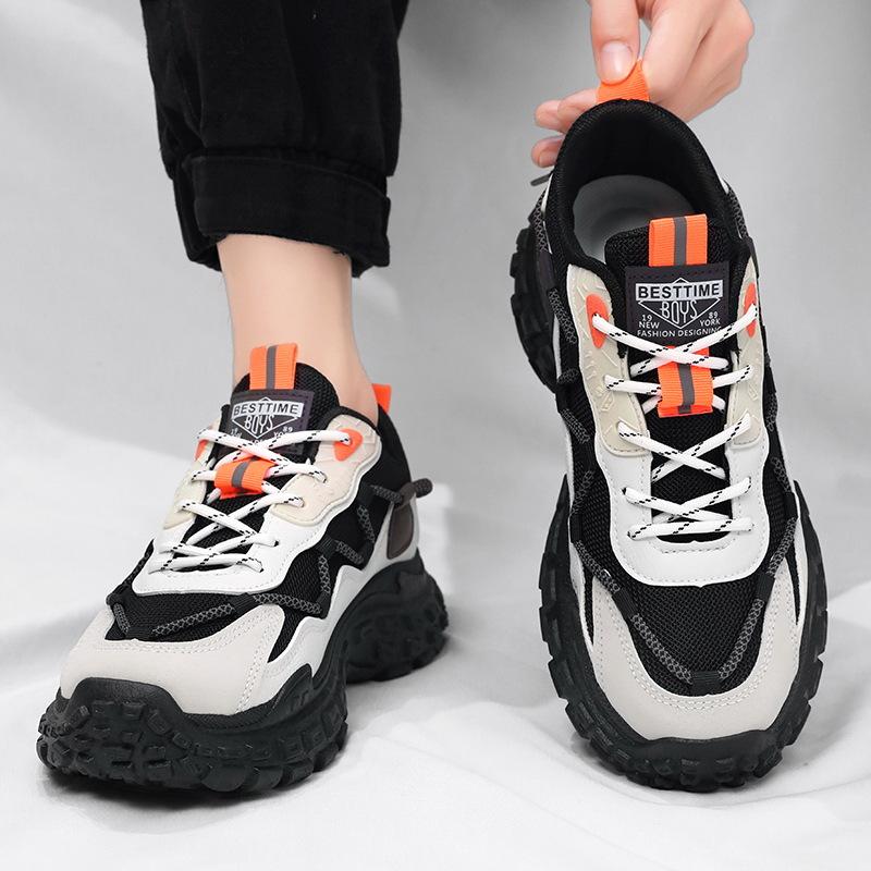 Men's shoes spring new breathable mesh shoes men's trend versatile non-slip wear-resistant sports dad trendy shoes