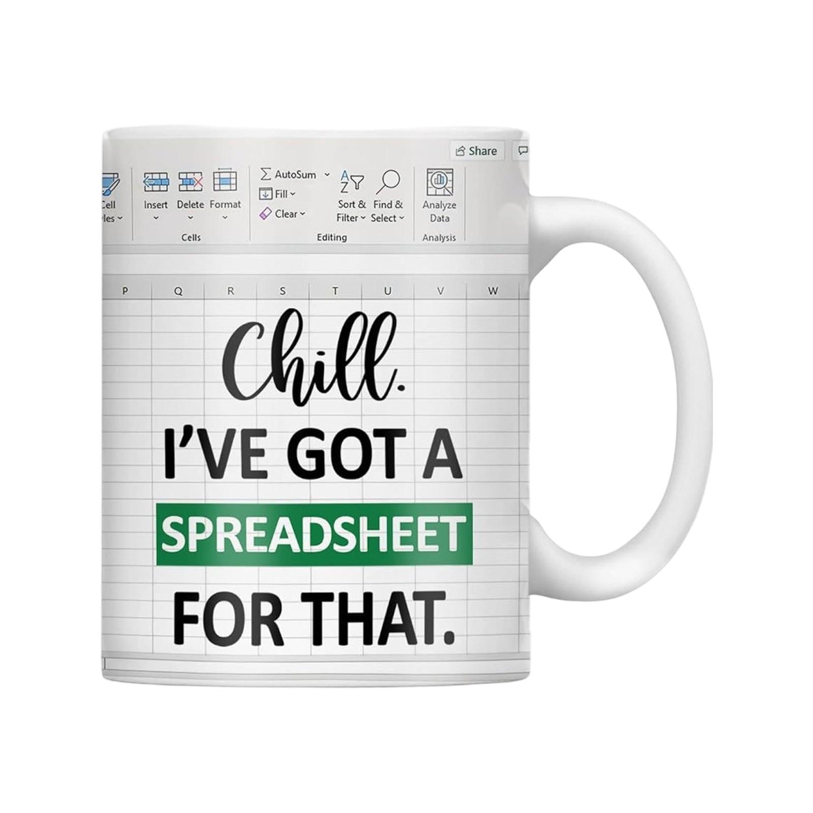 

Керамическая кофейная кружка «Электронная таблица» — это практичная и креативная чашка One Size