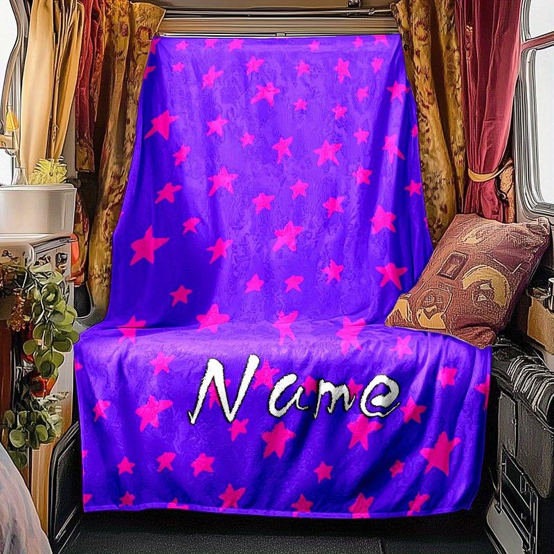 Pink Star Blanket Personalized Name Soft Comfortable Stylish Blanket Car Blanket Perfect For Travel Camping Outdoor Home Suitable For All Seasons