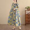 DIMANAF New 2026 Women Long Dress Plus Size Spring Summer Vintage Loose Oversize Long Sleeve Maxi Floral Print