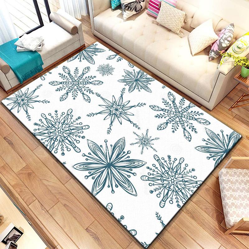 Art Snow Christmas HD-bedruckter großer Teppich, Teppich für Wohnzimmer, Schlafzimmer, Sofa, Dekoration, rutschfeste Fußmatten