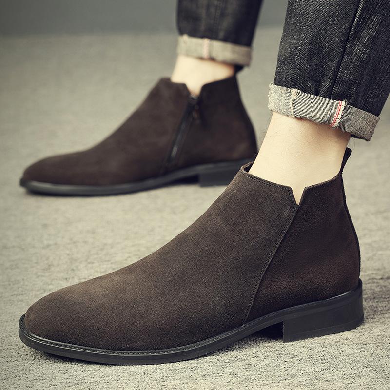 Winter new Martin boots men's high-top shoes medium-top short boots outdoor men's boots heightening medium tube Chelsea boots men's