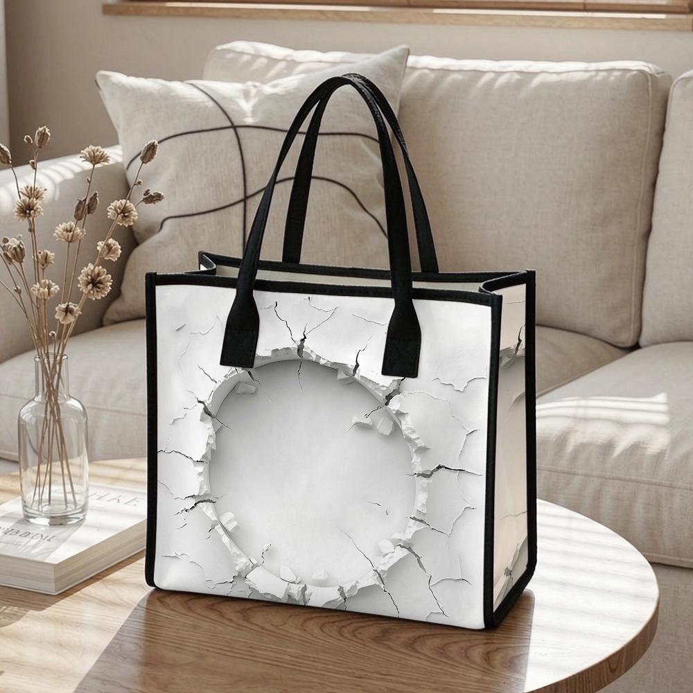 Crack Pattern Tote Bag Large Capacity Reusable Shopping Bag for Daily Use