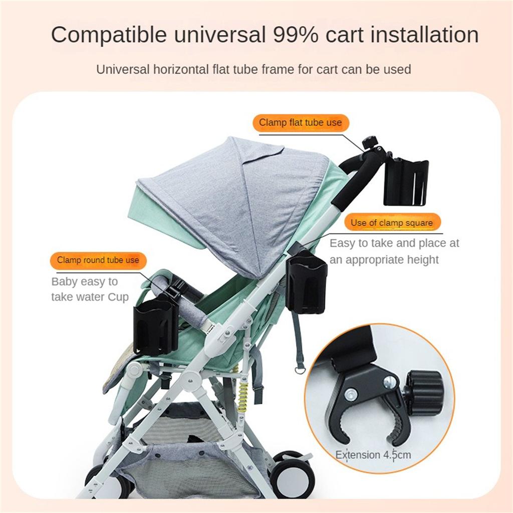 Portabicchieri per passeggino 2 in 1 con supporto per telefono Accessorio per carrello portabottiglie girevole universale a 360 gradi