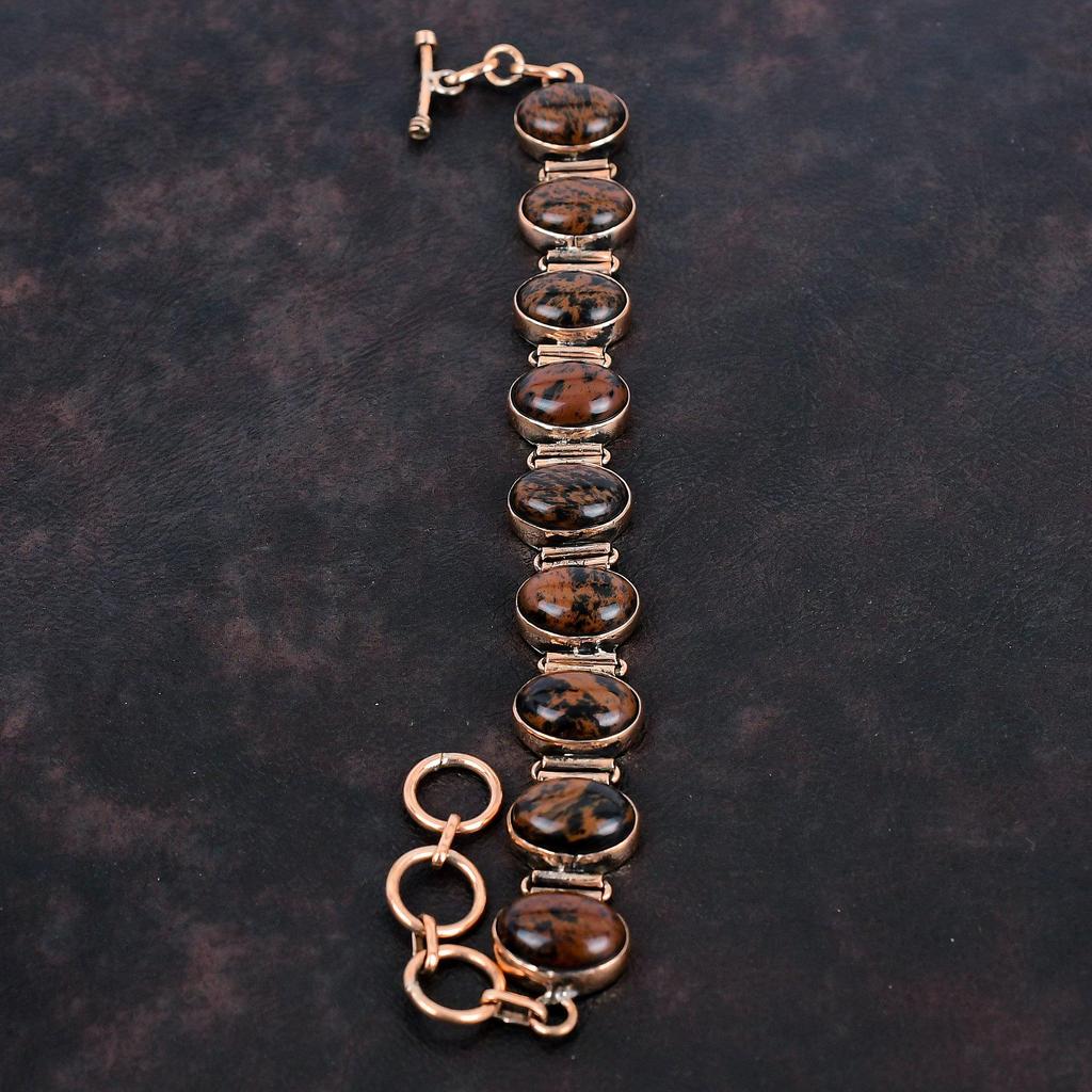 Mahagoni Obsidian Armband Kupferarmband Verstellbares Kettenarmband Handgefertigtes Edelsteinarmband Wunderschöner Kupferschmuck Jubiläumsgeschenke