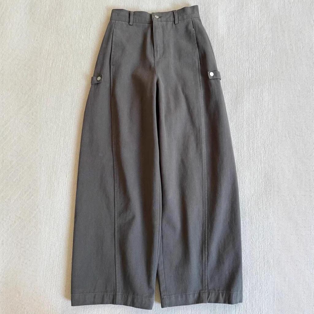 2026 Women's Gray High-Density Twill Cargo Pants: Slimming Spring/Summer Narrow-Leg Design