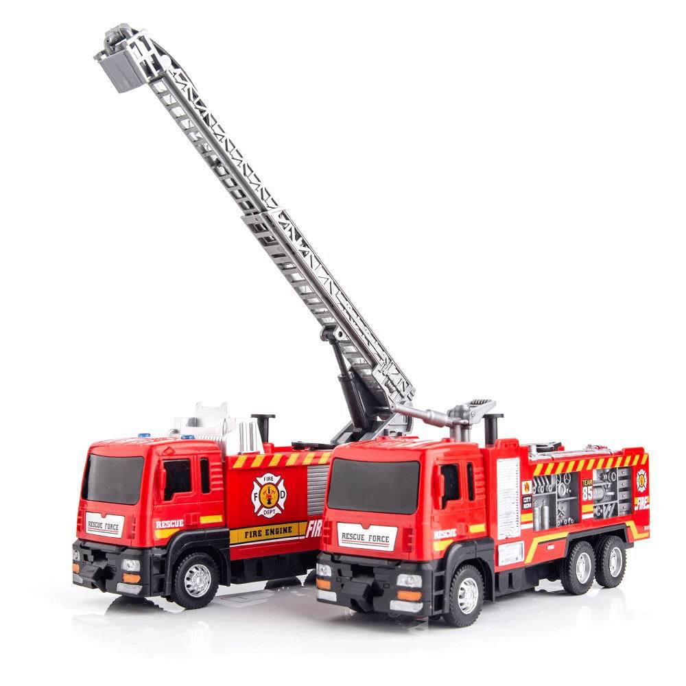 Firefighting Simulation Model: Alloy Fire Truck with Ladder, Water Tanker, Light, Music, and Pull-Back Action.