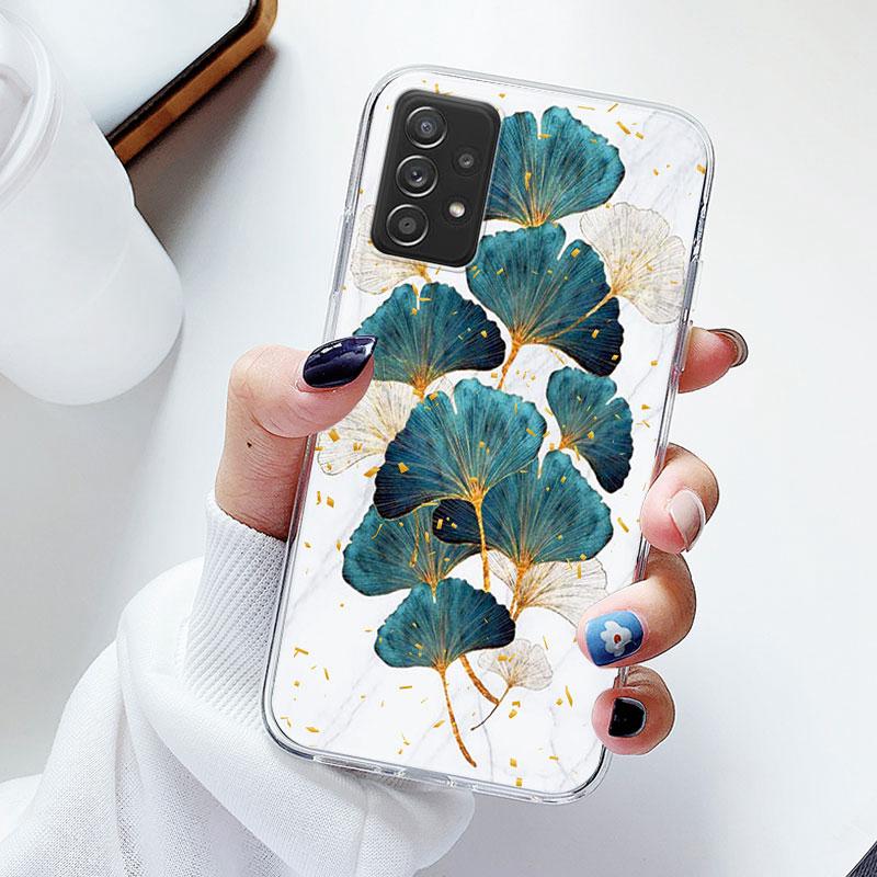 Phone Case For Samsung A52s A52 Floral Silicon Cover For Samsung Galaxy A52 Fundas Coque Transparent Soft Capas Flower TPU