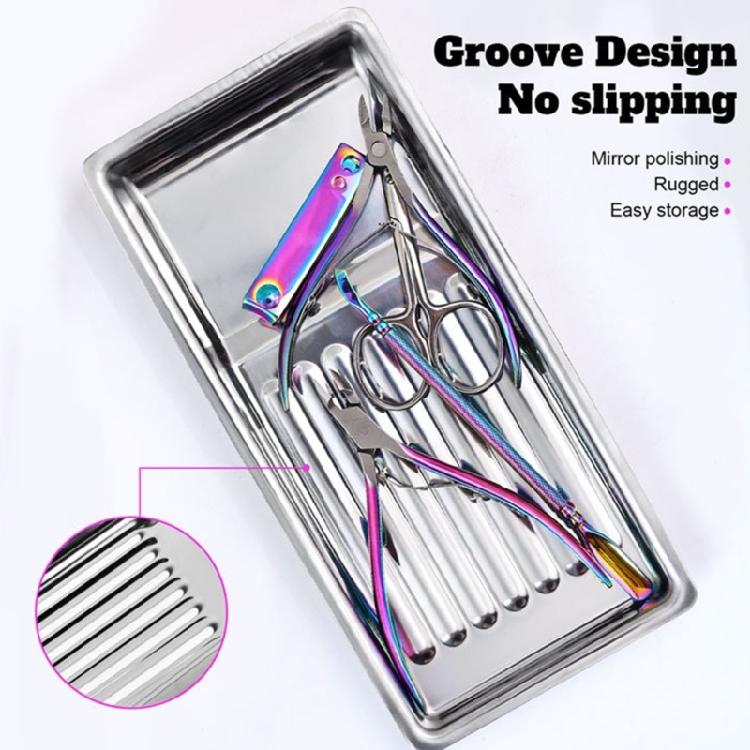 Salon Grade Nail Art Tool Disinfectings Tray Steel Build Spacious Interior Antisilp Base for Safe Sterilizations Tray