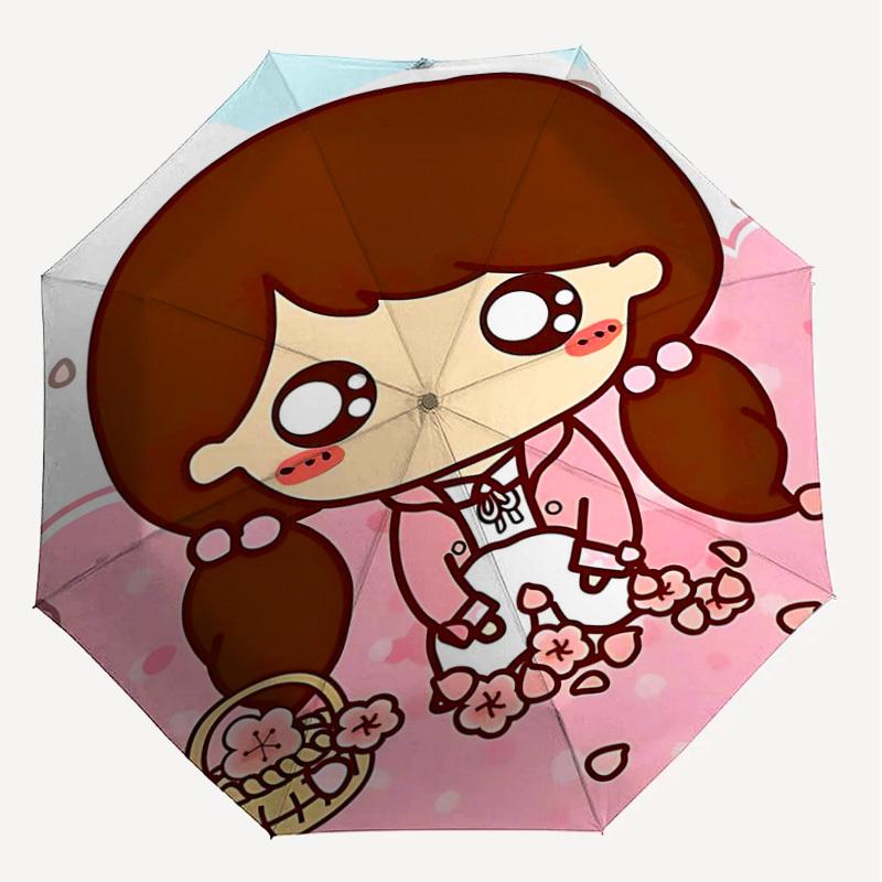 1PC Chibi Sakura Umbrella-8-Rib Reinforced, Automatic Open, Lightweight & Durable, Cute Fashion Accessory for Outdoor-Y0394