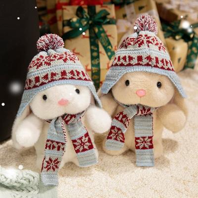 Cute Snowflake Scarf Hat Bunny Plush Doll Little Girl Cuddles To Accompany Little Doll Birthday Gift Rabbit