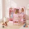 Kids Dressing Table, 3-in-1 Kids Vanity Set with Stool, Pink
