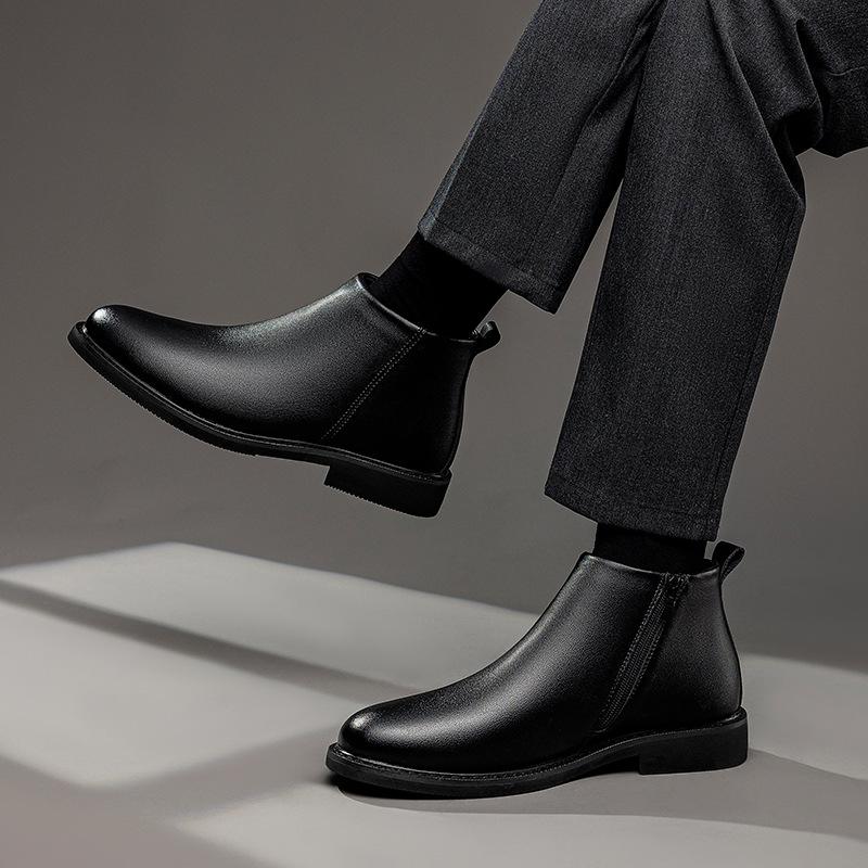 Martin Boots Men's Winter Velvet Warm Cotton Shoes High-top Leather Boots Men's Top Layer Cowhide Overalls Boots Genuine Leather Snow Boots