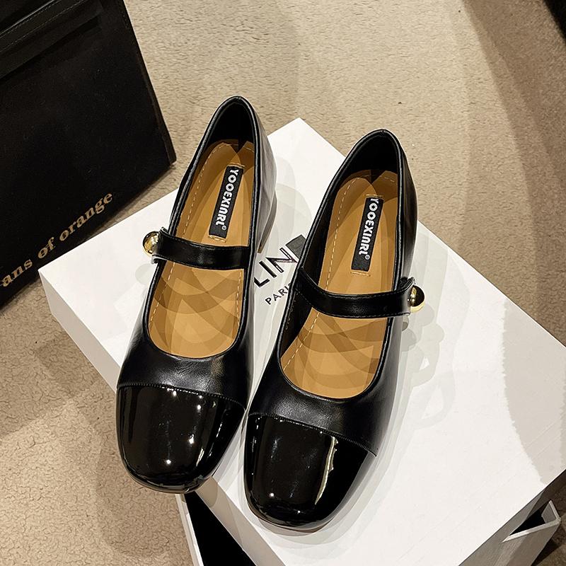 Moda Wiosna Nowe Grube Obcasy Pojedyncze Buty Damskie Kwadratowy Nosek Łączone Płytkie Wierzchy Antypoślizgowe Odporne na Ścieranie Buty Niskie