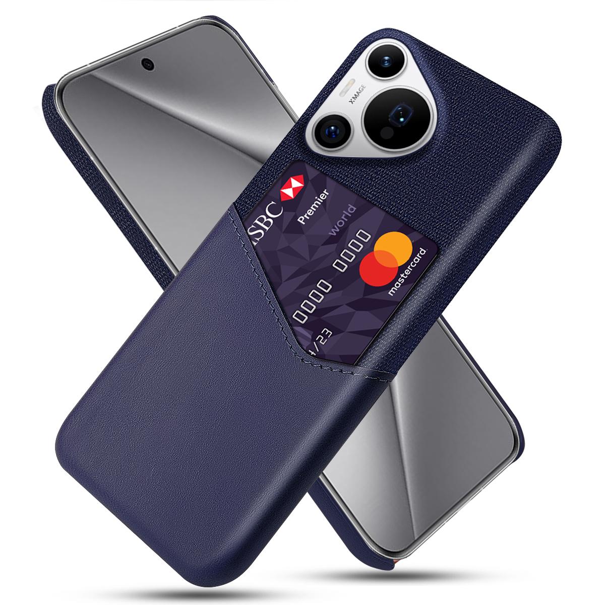 

For Huawei Pura 70 Pro/Pura 70 Pro+ Case Card Holder Leather+PC Phone Cover Blue