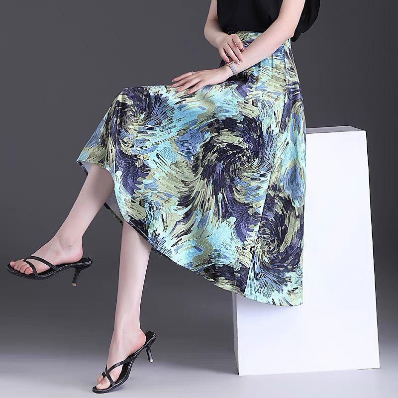 Summer Women's Floral Skirt Mid To Long Style Fashionable and Slimming New Style A-line Skirt In Color