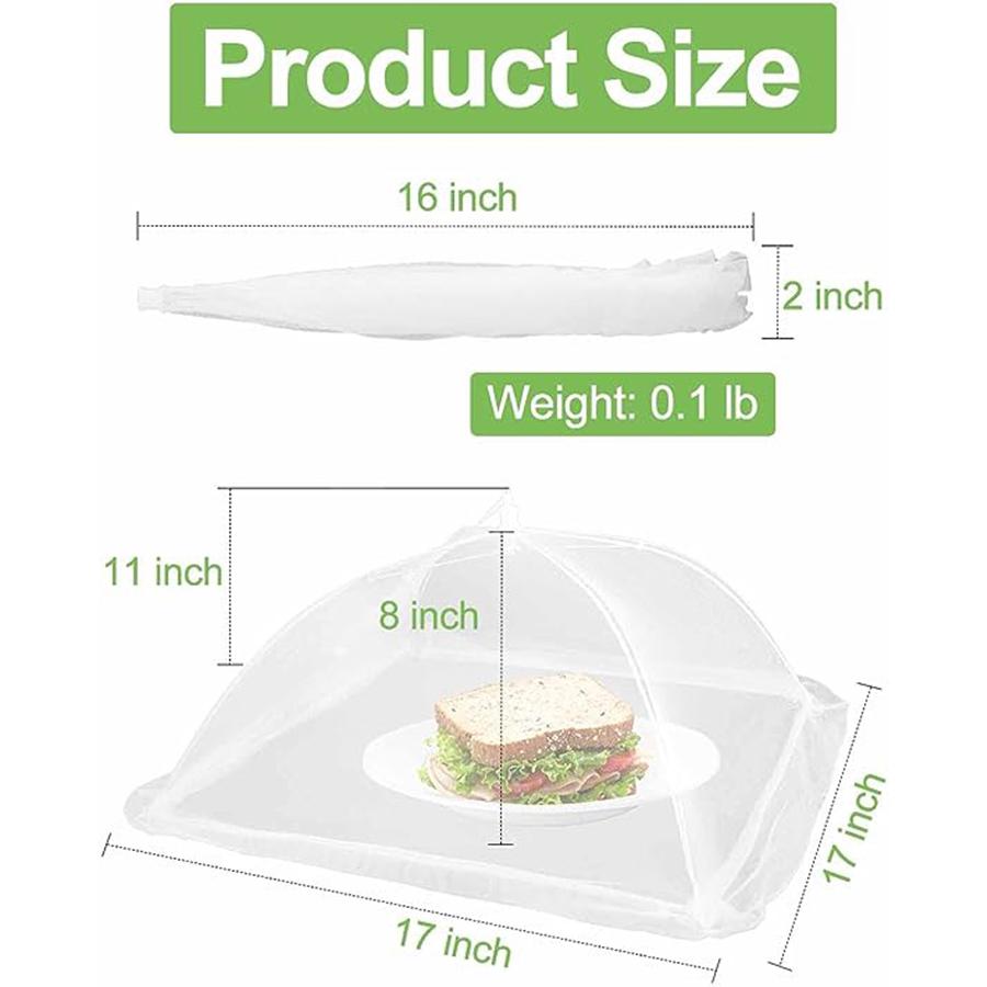 6 Pcs Large Food Cover,mesh Food Tent,17 Inch Pop Up Umbrella Screen Tent,camping,picnic,party,barbecue,foldable and Reusable