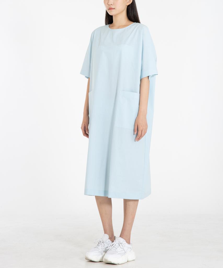 RAW TO RAW Wrd043 Crispy Cotton Pocket Dress (Sky Blue)
