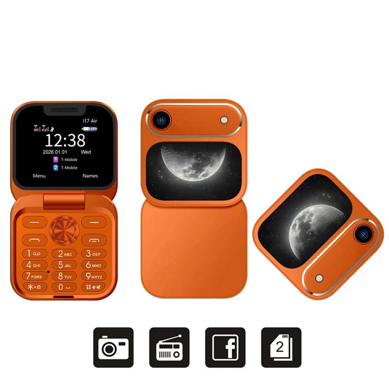I17 Air Mini Flip Mobile Phone Dual SIM 1.77" Screen Bluetooth Dial Magic Sound FM Radio Torch 2G GSM Small Fold Cellphone