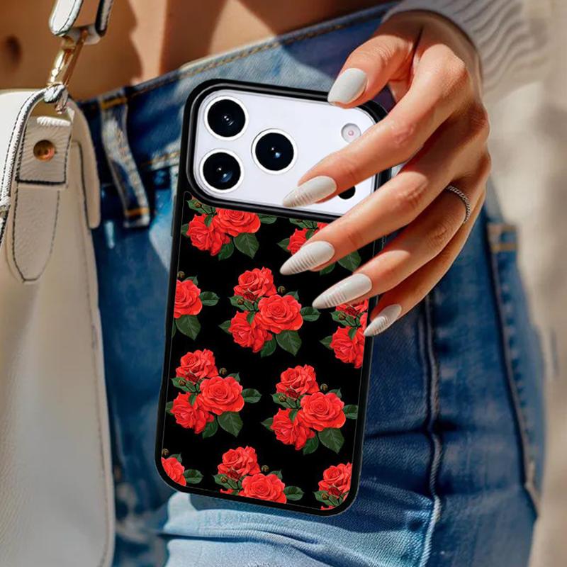 Bright Red Roses Flowers Phone Case For iPhone 17 Air 14 15 13 12 Max Cover For Apple 14 15 16 16e 11 Pro Max Plus Coque