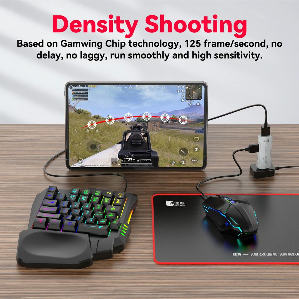 GAMWING X8 Pro Mobile Phone Game Converter AI Recoil Control Game Adapter Set with Keyboard,Mouse,Holder