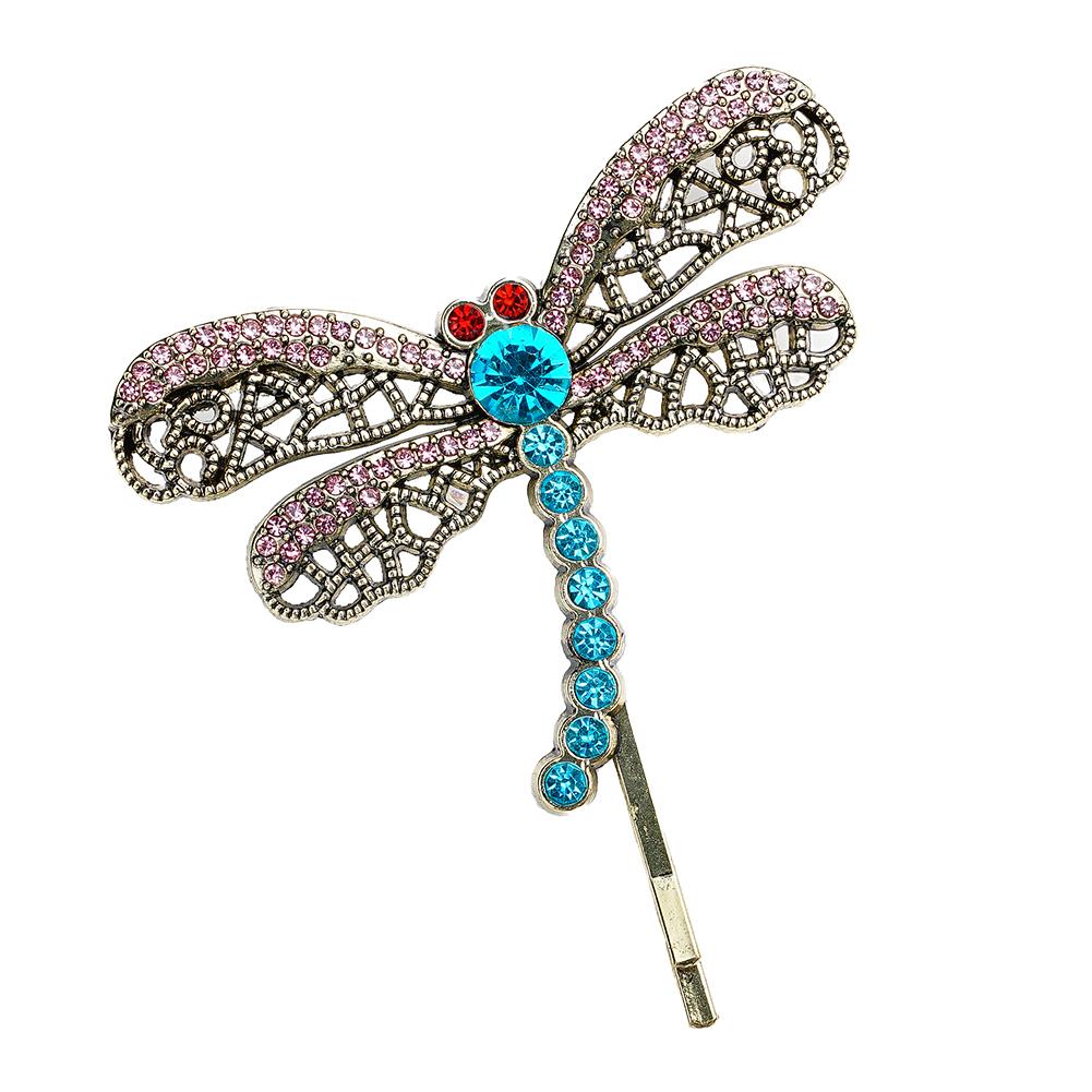 Horror Movie Fantasy Crystal Dragonfly Hair Clip Brooch For Girls Cute Animal Hairpin Beautiful Retro Hairpins