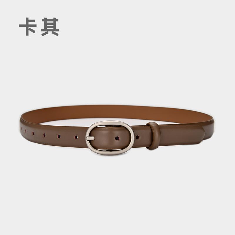 Belt Women'S Winter Casual Jeans With Decorative Thin Belt Cowhide Black Simple Women'S Belt