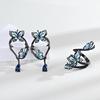 Three Butterflies Epoxy Black Gold Ring Creative Detachable Butterfly Stud Earrings Set For Women