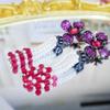 WWJ Unique Plant Flower Artificial Bead Tassel Pendant Earrings Heavy Industry Rose Red Zircon Ladies Party Jewelry