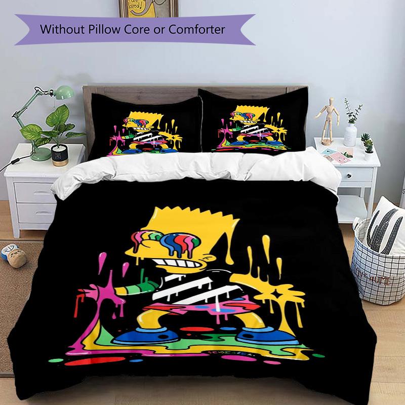 Set Biancheria da Letto Bart Simpson Graffiti Copripiumino Regalo per Camera da Letto, Include 1 Copripiumino e 2 Federe, Senza ImbottituraB580