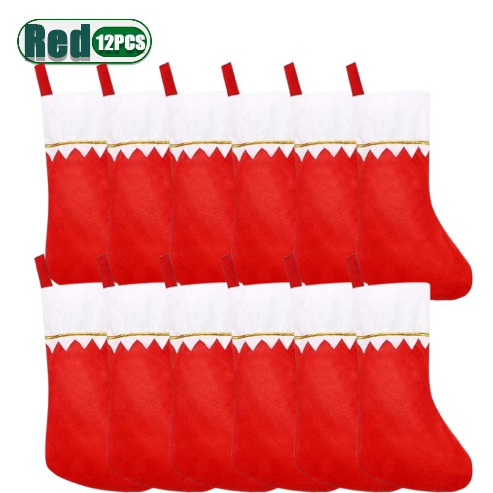 

Double Sided Gold Trim Christmas Stockings Red Velvet Hanging Bags Xmas Tree Ornaments Holiday Home Party Festive Decorations