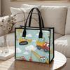 Cute Cartoon Construction Vehicles Tote Bag Portable Lightweight Reusable Daily Carry Bag for Outgoing Shopping