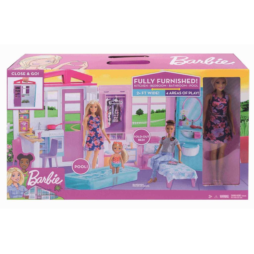 barbie Cute Pink Pool House Doll and Accessories 3 and FXG55 [Dress-Up House] [Doll Included] [Ages Up]