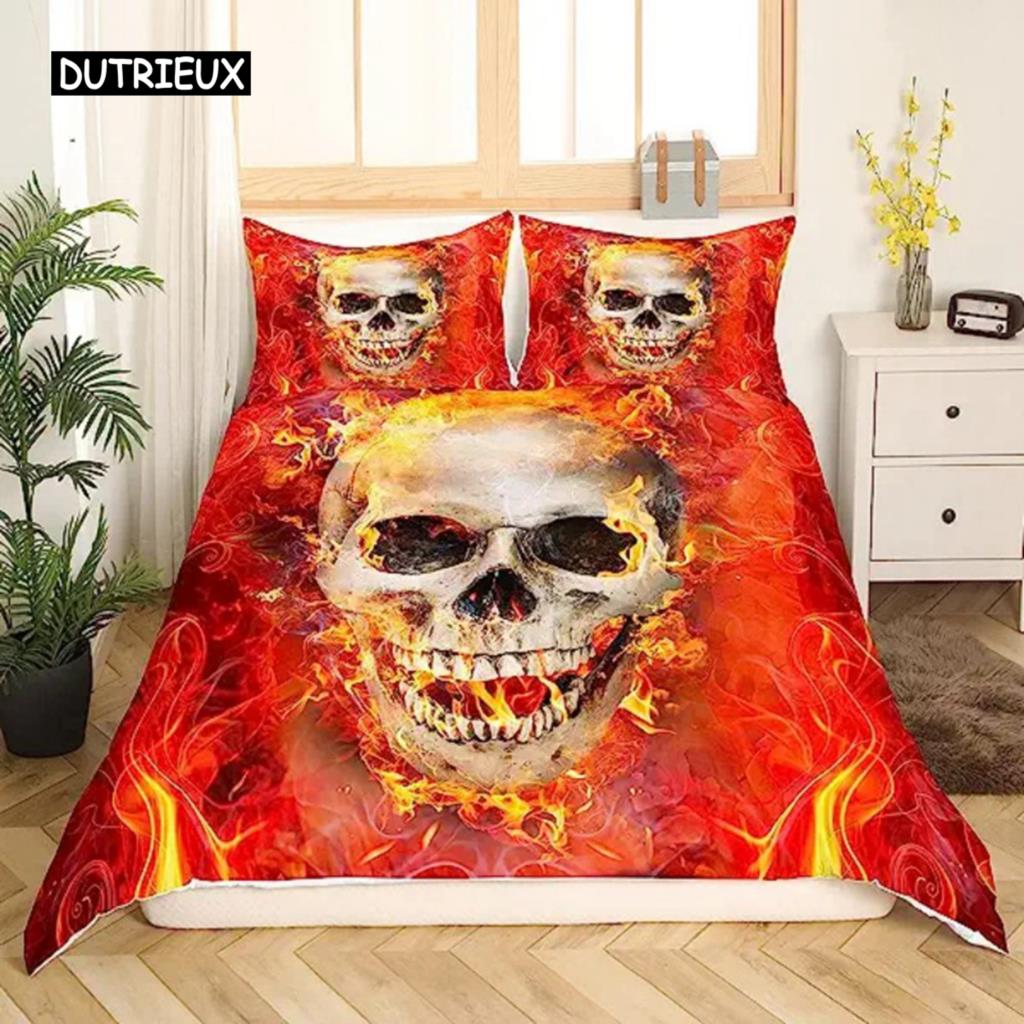 Sugar Skull Segas pārvalks Pusaudžu meitenes gultas veļas komplekts Sugar Skull Decor Gultas veļa Galvaskauss Skelets Rozes Ziedu apdrukas segas pārvalks Dekoratīvs