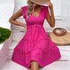 YYFS Women's Fashion Summer Spring Solid Color Print Sleeveless V-Neck Casual Dresses