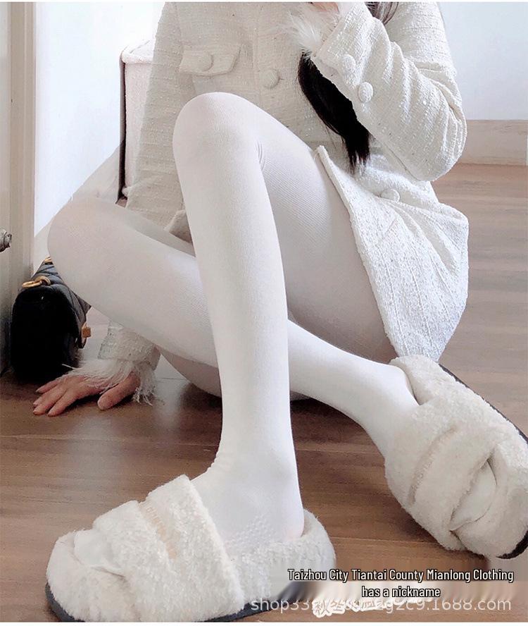 Damen Leggings mit hohem Bund, rauchgrau, dick mit Samt gefüttert: Warme, Schlankmachende Baumwoll-Steigbügeltights für Herbst und Winter