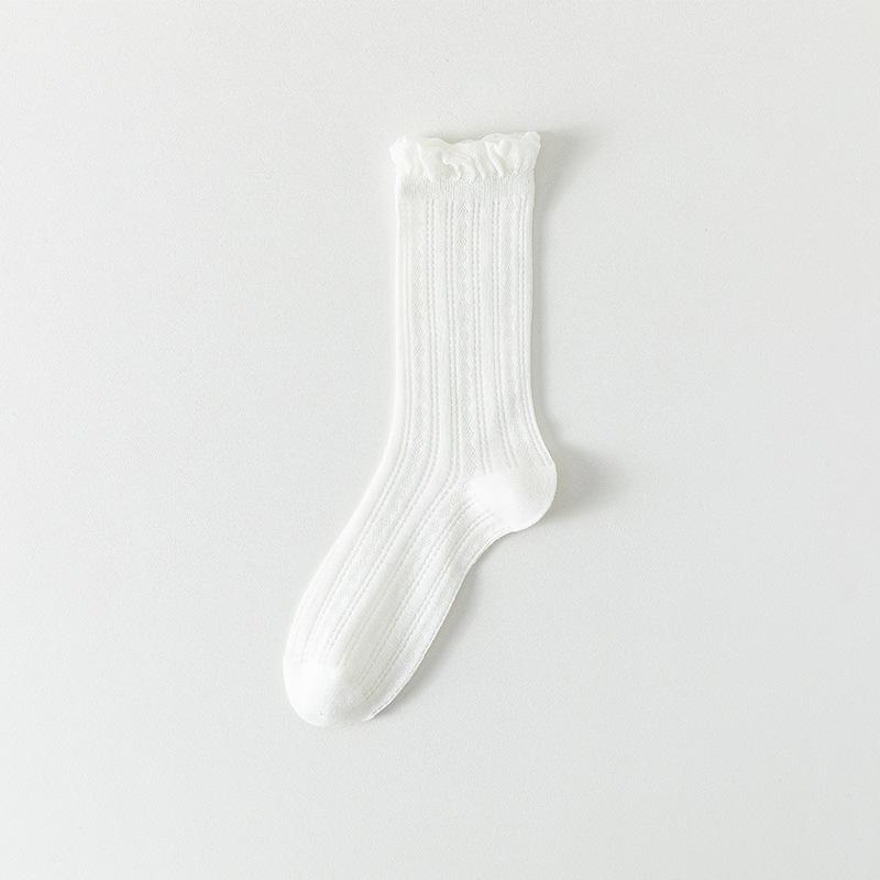 Chaussettes d'été pour femmes, Hautes, Fines, Respirantes, Chaussettes en coton sans couture en dentelle, Chaussettes pour femmes couleur unie en maille absorbant la transpiration