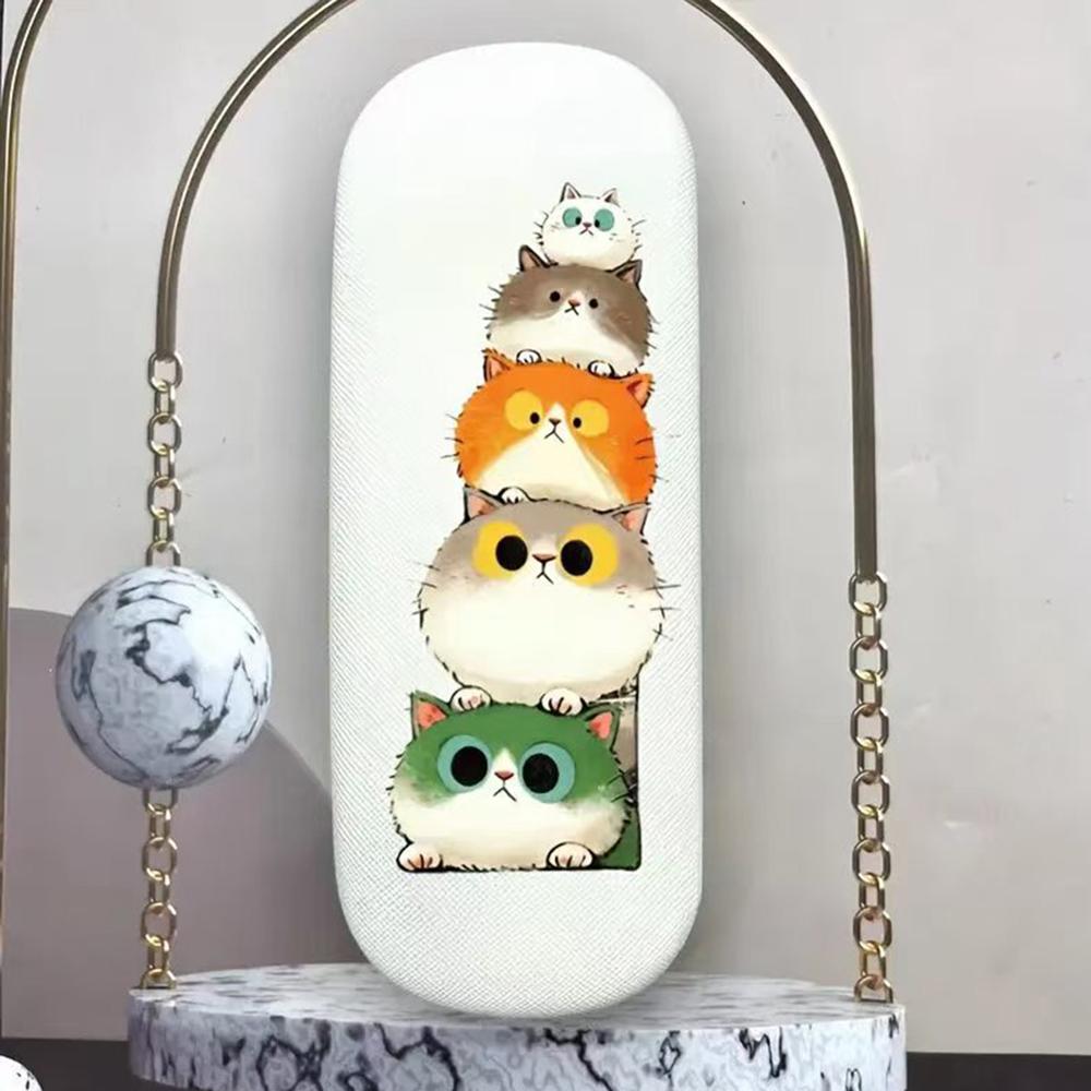 KLASSNUM Eyeglasses Storage Round-Headed Eyewear Holder Sunglasses Box Pu Leather Storage Box For Children'S Case Teens Storage