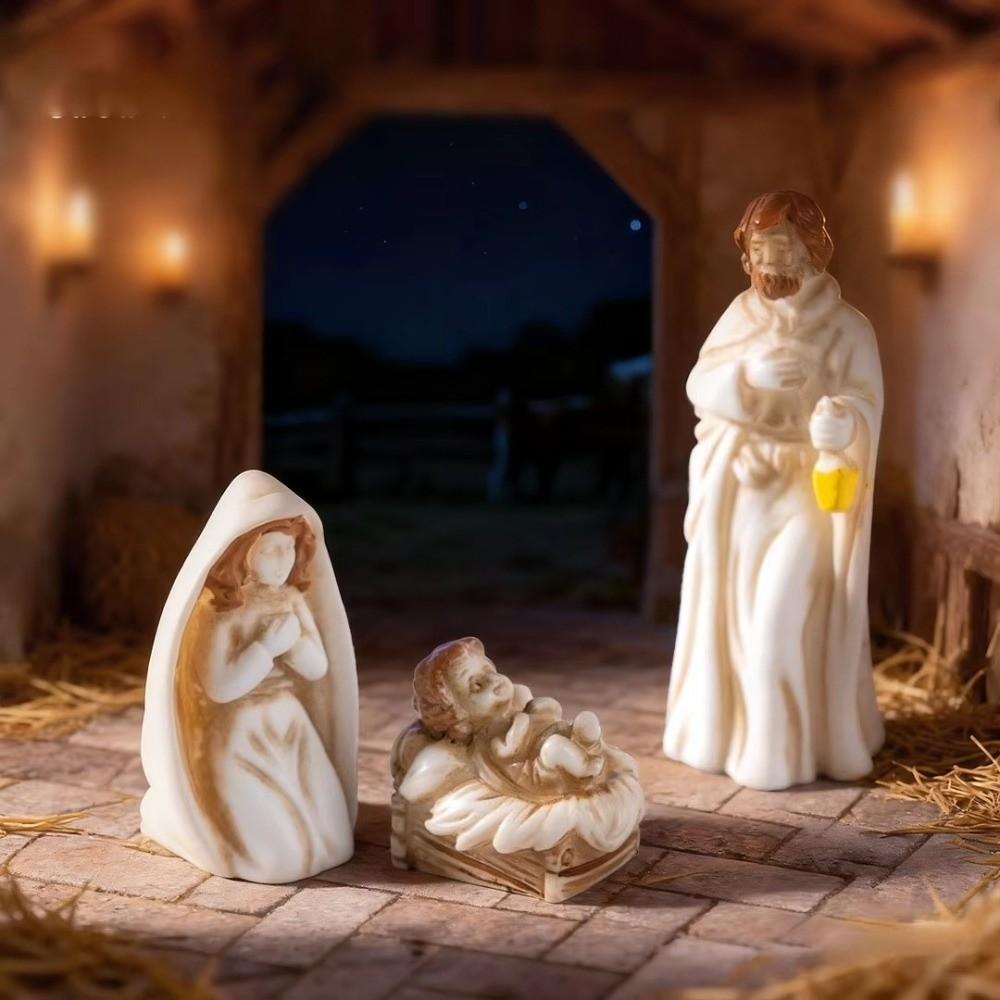 7Pcs Vintage Jesus Virgin Mary Figurine Resin Craft Mini Religious Statue Holiday Display