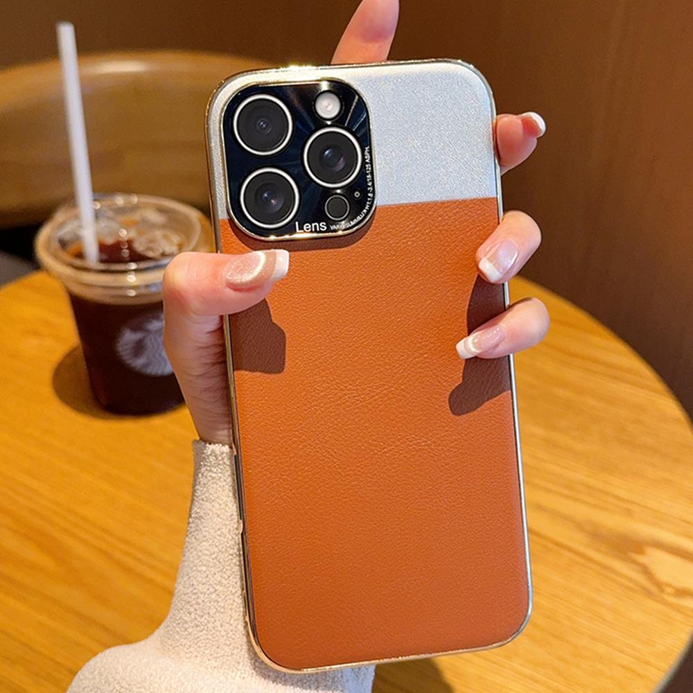 For iPhone 16 Pro Case Desert Silver Moon Electroplated Gold PC+PU Leather Phone Back Cover