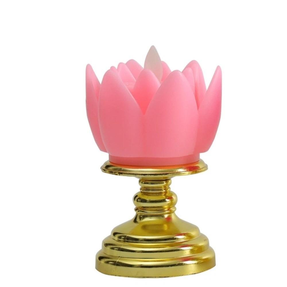 Prayer Lotus Lamp Long-lasting Light Simulated Candlestick LED Candle Lamp  Buddhist Decoration