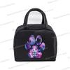 Colour Heart Cat Dog Paw Print Portable Lunch Bag Women Men Kids Food Thermal Box Multi-function Office Bento Insulated Handbag