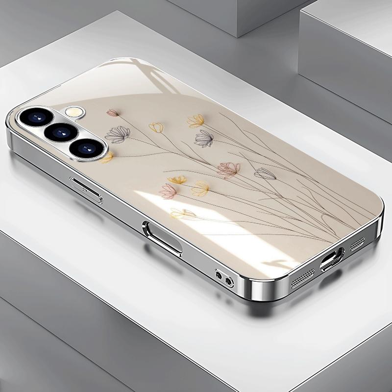 Small Flower Glass Phone Case Suitable for Samsung for Galaxy S26 S25 S24 S23 S22 S20 FE Ultra Plus 5G Anti Drop Back Cover