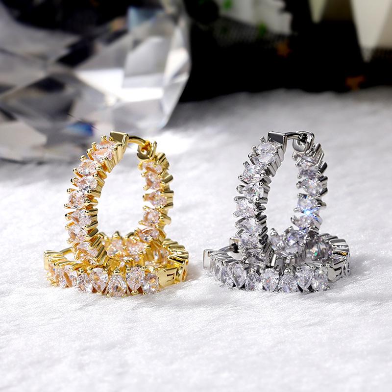Cao Shi European-American Single Row Drop Zircon Earrings – Stylish, Luxurious Socialite Ear Clips