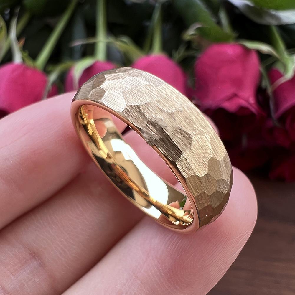 Black Stainless Steel Couple Ring Fashion Hammered Multi-faceted Titanium Rings for Men Women Wedding Engagement Jewelry
