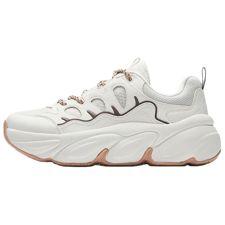 Anta Fashion Trendy Cute Claw Shoes Breathable Lightweight Increased Height Low Top Casual Shoes Women Sneaker White Brown 122538880-2